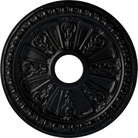 Raymond Ceiling Medallion (Fits Canopies up to 5 1/8"), 18 1/8"OD 3 5/8"ID x 1 1/8"P, Jet Black